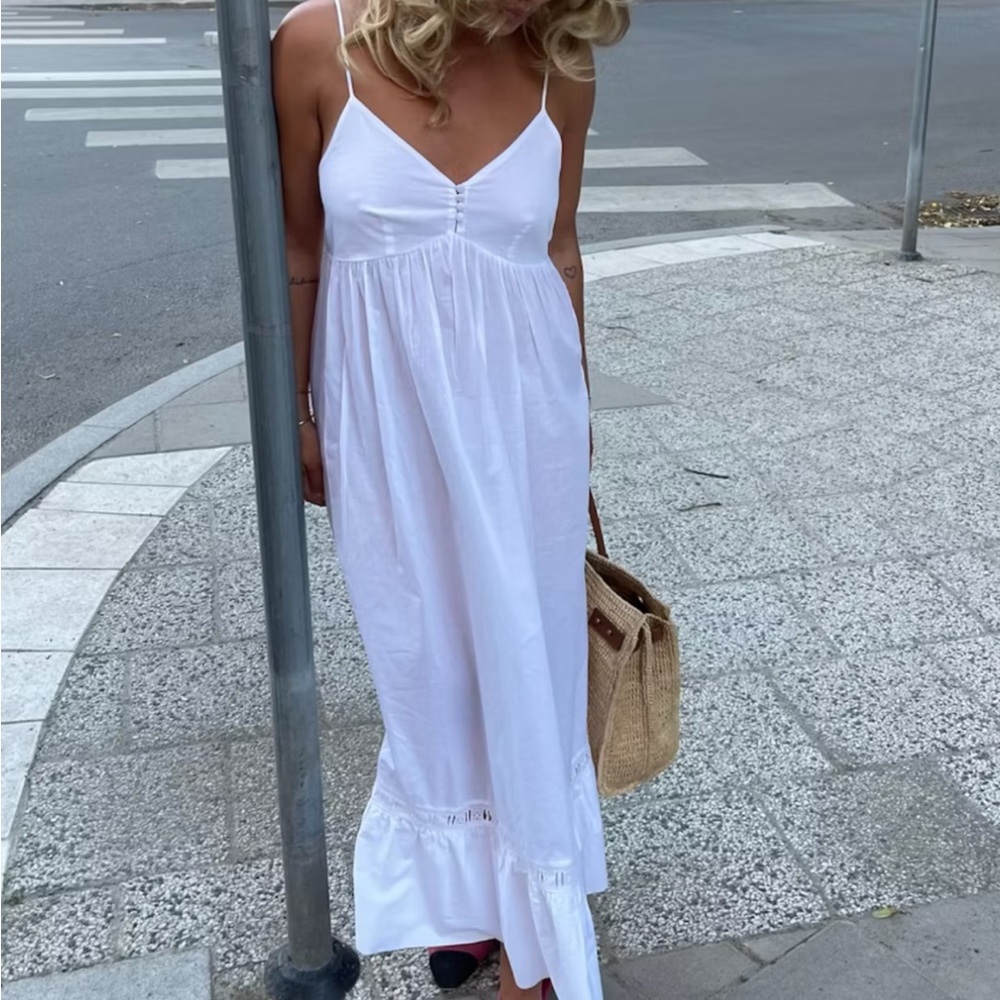 Djerf Avenue x Frankie’s Bikinis White poplin cotton dress NWOT